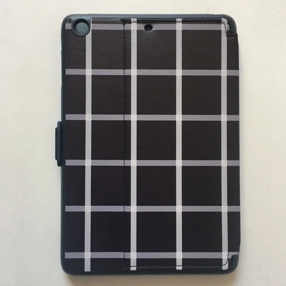 Speck StyleFolio iPad mini 1 2 3‎ Case Black White Grid Plaid Stand 71981-5214